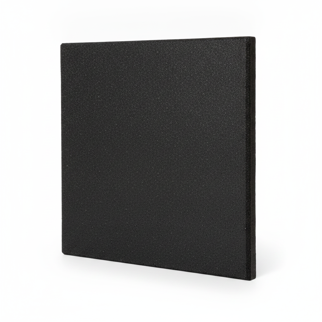 Black 20mm rubber playground tile on white background — 500mm x 500mm